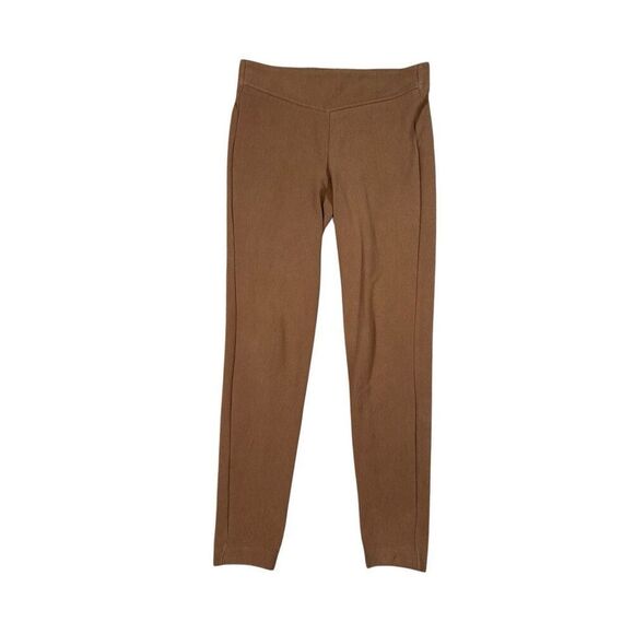 J. McLaughlin Pull On Tan Brown Ribbed Knit Skinny Pants Elastic Cuffs Cotton M - Picture 1 of 11
